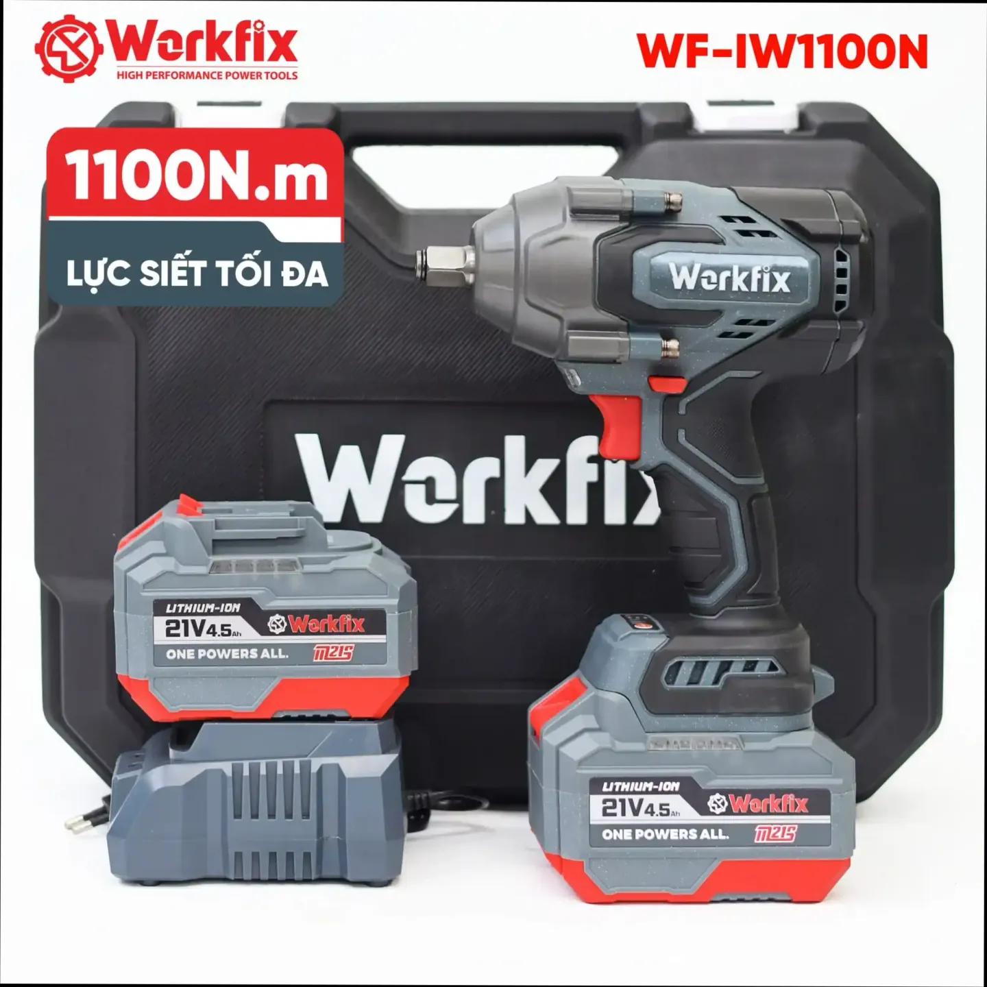 Máy Siết Bulong Workfix WF-IW1100N, lực siết khủng 1100N, mở vặn ốc xe tải, ô tô, xe máy