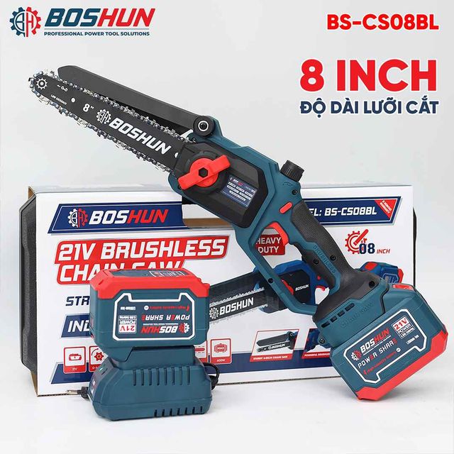 Máy cưa xích pin Boshun CS08BL lưỡi xích 8 inch