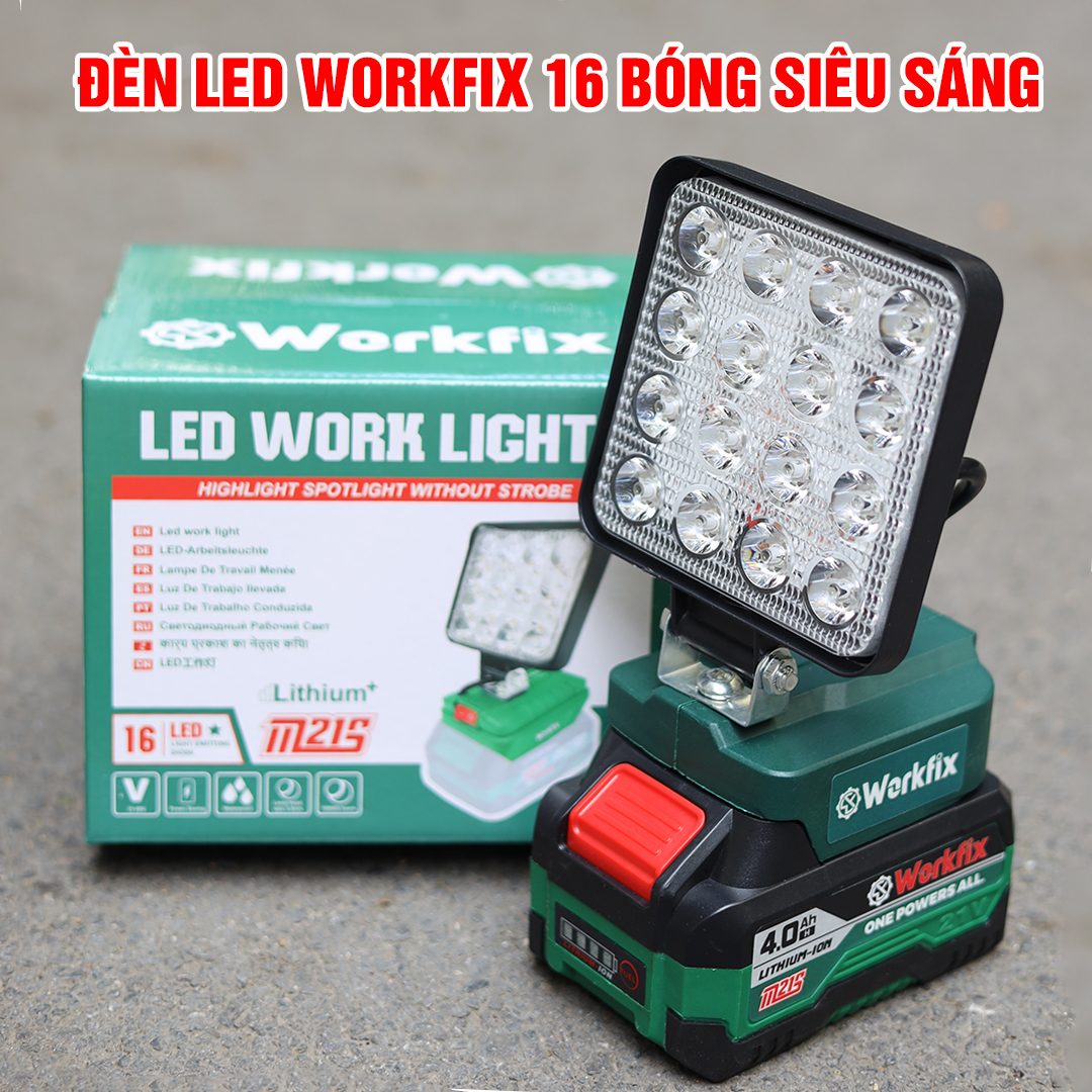 Đèn LED chạy pin chân phổ thông Workfix WF-L16, 16 bóng led dùng liên tục trong nhiều giờ