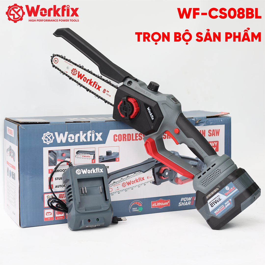 Máy cưa xích pin Workfix WF-CS08BL (8 inch) - Hệ thống tra nhớt tự động