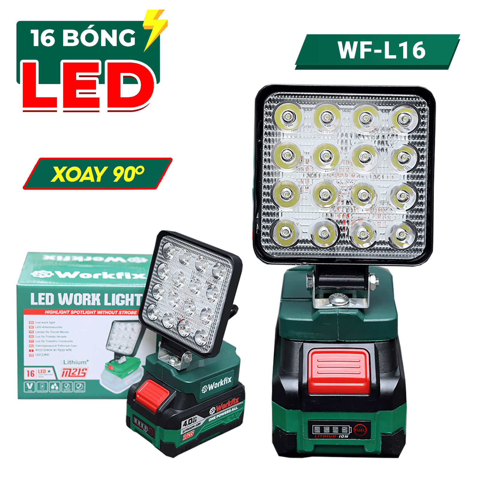 Đèn LED chạy pin chân phổ thông Workfix WF-L16, 16 bóng led dùng liên tục trong nhiều giờ - image 1